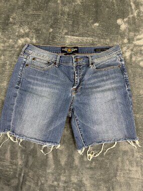 Lucky Brand Womens Blue Denim Sweet N Crop Distressed Frayed Hem Shorts 10